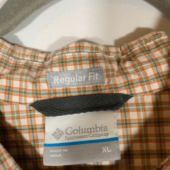 Columbia Men’s Orange & Green Plaid Button Down Shirt - Picture 7 of 8